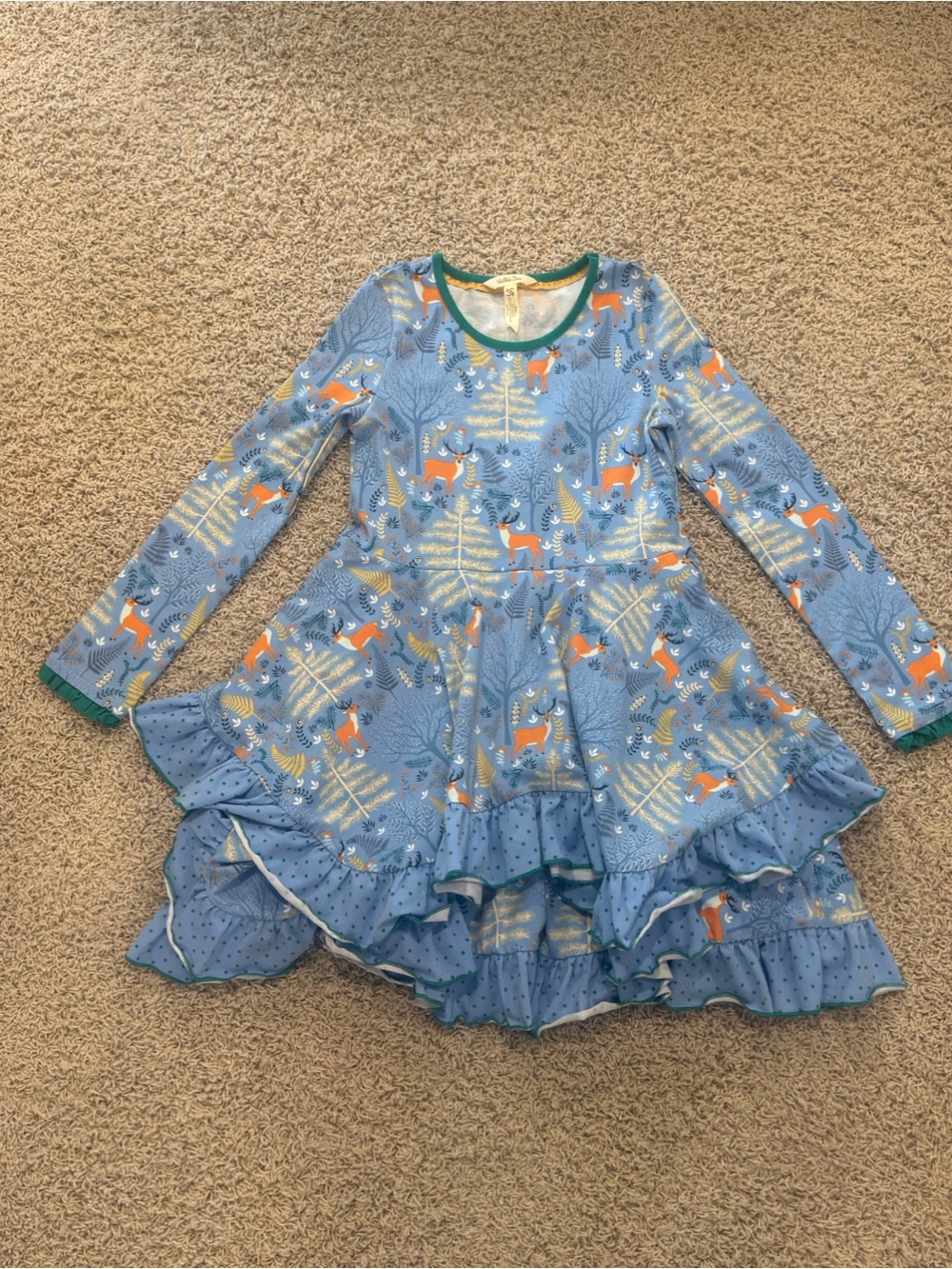 Matilda Jane Blue Fox Print Layered Ruffle Dress